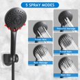 thumbnail image 3 of KINGTACK shower head combo, 12 Inch Rain Shower Head with Adjustable Extension Arm and 5 Spray Filtered Shower Head, Black, 3 of 7