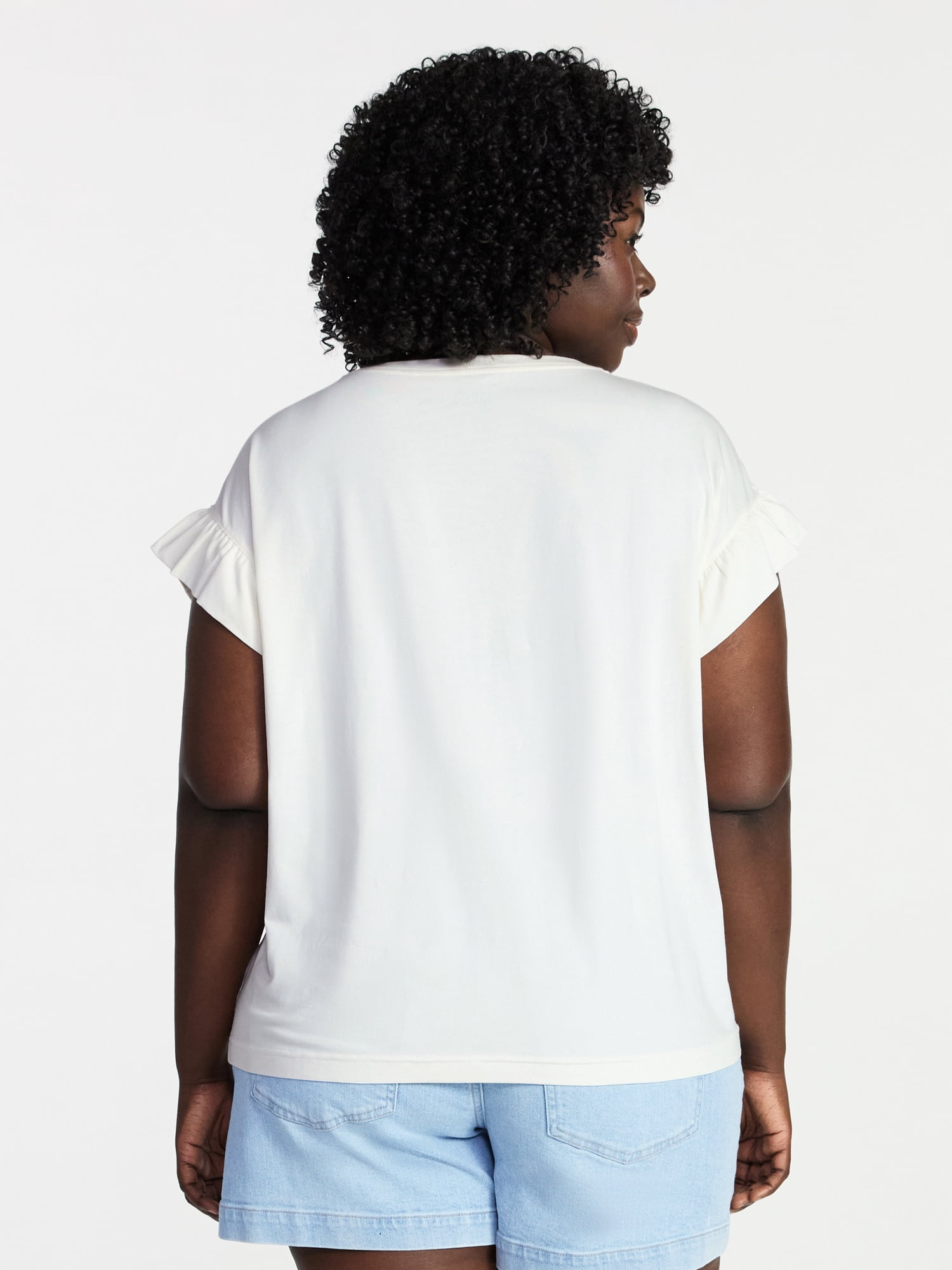 Terra & Sky Women's Plus Ruffle Short Sleeve Tee, Sizes 0X-5X