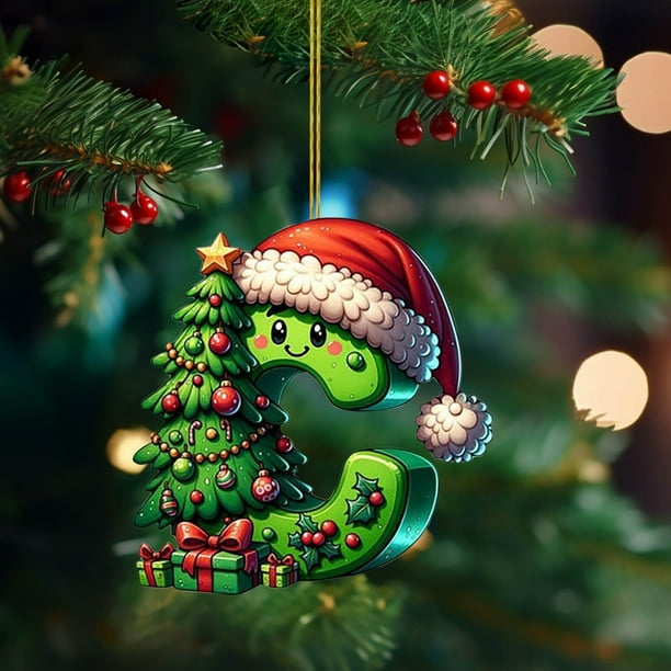 2D Acrylic Christmas Tree 26 Letter Pendant Decorative Gift Family Christmas Party Pendants