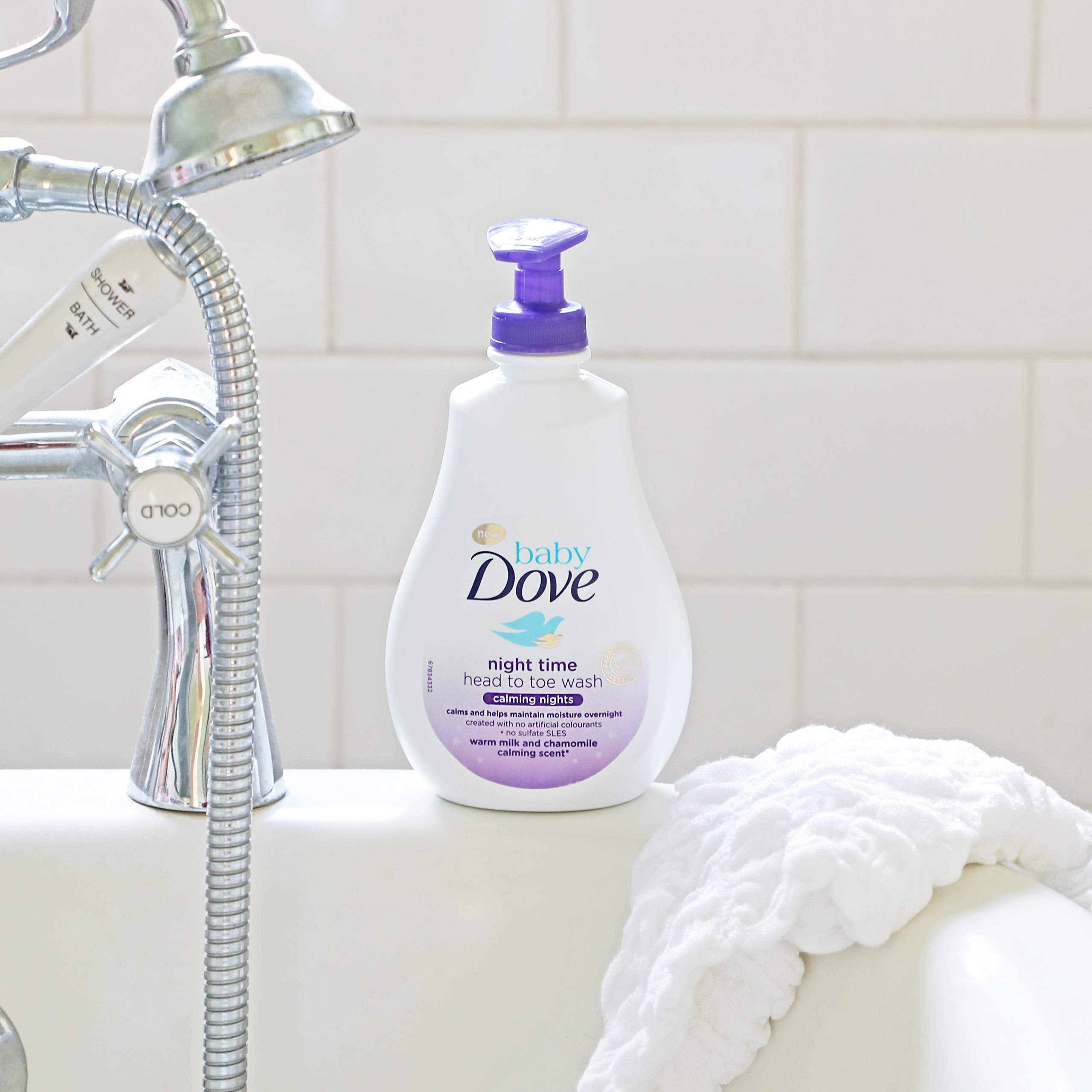 Baby Dove Calming Moisture Sensitive Skin Night Time Wash, 3 Pack Hypoallergenic and Tear-Free Bath Wash, Scented, Suitable for Newborns, 400 ml (3x 13.52 oz)