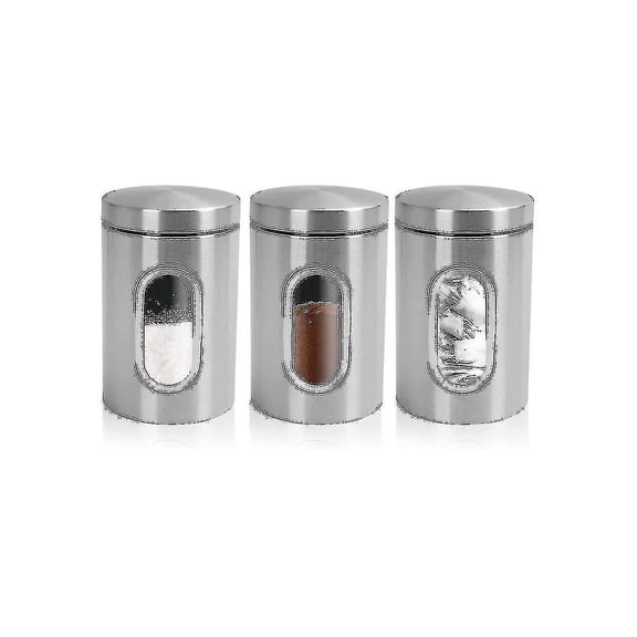 3 Piece Kitchen Canister Set Silver