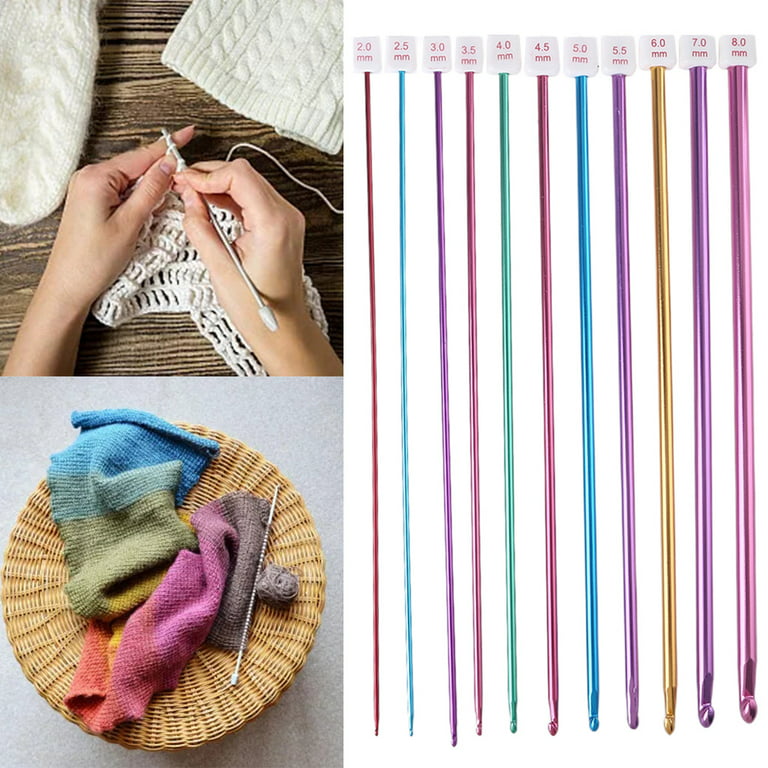 BINYOU Multicolor Tunisian Afghan Crochet Hooks Long Aluminum Knitting  Needle 