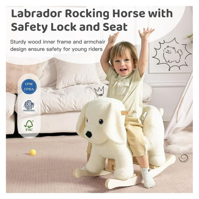 Baby Rocking Horse,Labrador Wooden Rocking Horse for Toddlers - Main Image