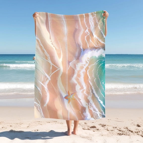 Adult Beach Towel, Modern Simple Beach Towel, Seaside Beach Print Bath Towel
