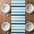 thumbnail image 6 of Blue Teal Striped Table Runner - 90 Inch Long, Kitchen Dining Table Runner Dresser Scarves, Farmhouse Stripes Simple Art Farmhouse Decor for Coffee Tables Wedding Party Banquet, 6 of 8