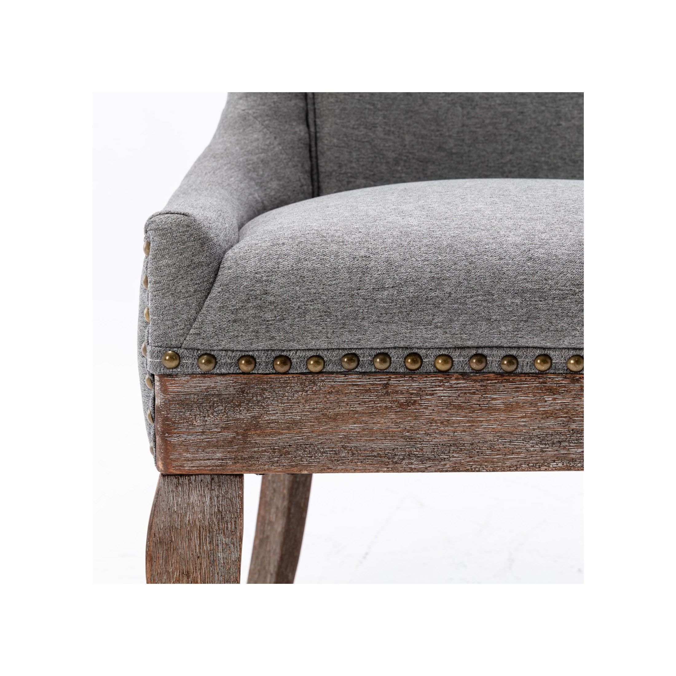 Echo Upholstered Dining Chairs with Nailhead Trim, Solid Wood Legs, Gray, Set of 2