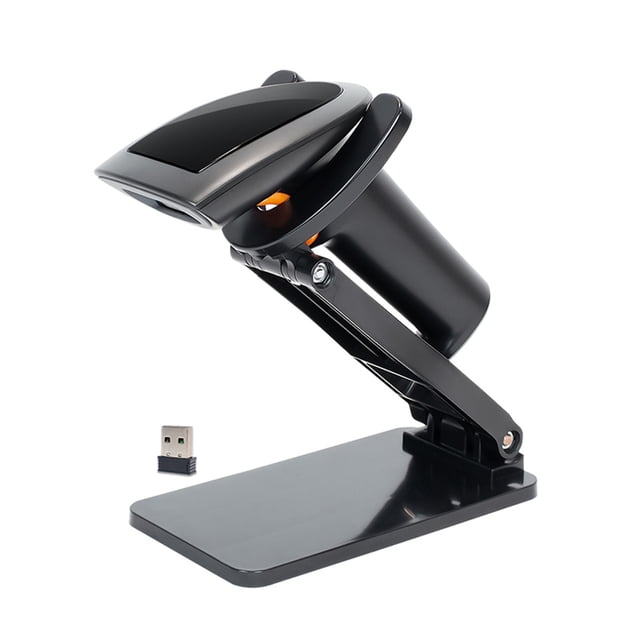 BWHS25L 1D/2D/QR Barcode Scanner with Foldable Stand - 3-in-1 Connectivity (2.4G Wireless, Bluetooth, Wired), 300 Scans/sec High-Speed Decoding, 2000mAh Battery, IP52 Protection, USB Cable Included