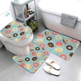 thumbnail image 3 of Bathroom Rugs Sets 3 Piece - Donut Print Blue Polka Dots Absorbent Non Slip Bath Mats, U-Shape Toilet Lid Cover, Contour Mat, Soft Washable Shower Mats Bath Rug Mat for Bathroom Tub Toilet, 3 of 7