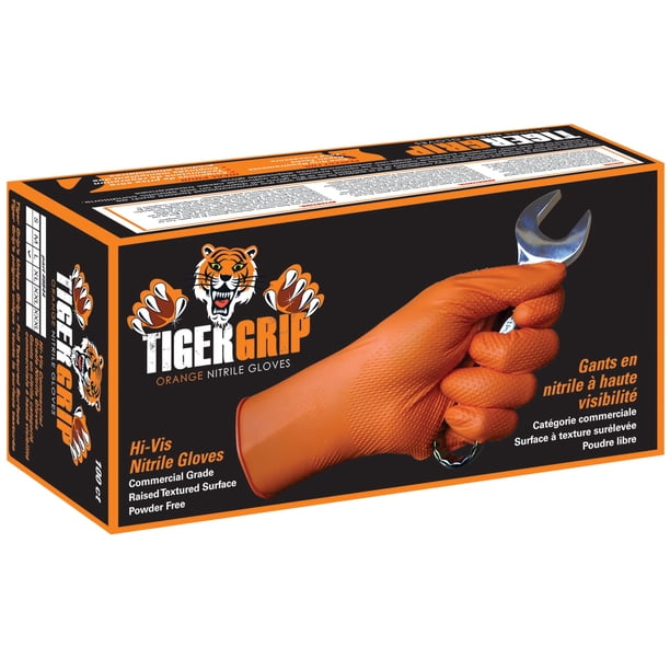 Guantes desechables de nitrilo EPPCO TigerGrip de 8 mm, naranja (L)