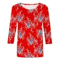 thumbnail image 4 of Dyegold 3/4 Sleeve Women Tops Dressy Casual Comfy Loose Cute Trendy T-Shirt Shirts Floral Printed Tunics Top Plus Size for Women Round Neck Fall Female Blouse Long Sleeve, 4 of 4