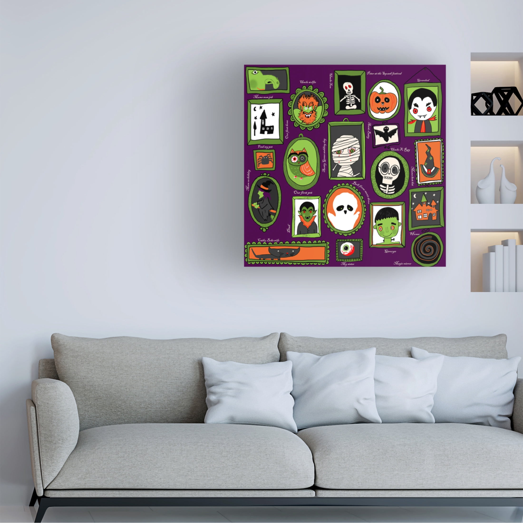 Canvas Wall Art - HUE and MI and Sangita 'Family Spooky Wall' Wall Art for Living Room, Bedroom, or Office Décor by Trademark Fine Art - 24 x 24 Inches