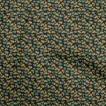 oneOone Polyester Spandex Black Fabric Floral Sewing Craft Projects Fabric Prints By Yard 56 Inch Wide