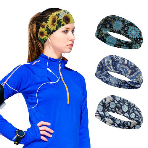 PWFE 3D Printed Sunflower Headband Hair Accessories Elastic Turban Head Wrap For Sports Running Yoga Wrap Face Wash Headwear - image 3 of 5