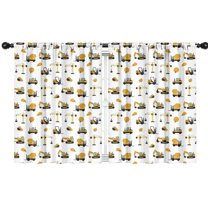 Blackout Kids Curtains,Cartoon Construction Vehicles Helmets White Pattern Childrens Insulated Curtains Set Of 2,Bedroom Essentials,Toddler Room Decor 42"x54"