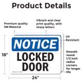 thumbnail image 2 of (2 Pack) Locked Door OSHA Notice Sign 24 Inch X 18 Inch Vinyl Label Decal Sticker Weather Resistant, UV Protected for Workplace, Business, and Construction Site, Made in the USA, 2 of 7