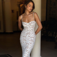 thumbnail image 3 of EASYBRAUS Lace Spaghetti Strap Maxi Dress Women Backless Bodycon Summer Sexy Party Dress, 3 of 10