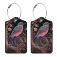 thumbnail image 3 of Hirioo Bird4 Print Leather Luggage Tag with Stainless Steel Loop ,Privacy Flap and Address Card for Travel Bag Suitcase-2 PCS, 3 of 5