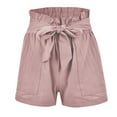 thumbnail image 5 of ZRBYWB Womens Shorts Womens Casual Comfortable Solid Color Loose Pocket High Waist Lace Up Wide Leg Shorts Comfort, 5 of 5