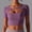 Purple, variant on Oplxuo Short Sleeve Gym Workout Crop Tops for Women Sexy Sheer Mesh Cutout Fitted Yoga Running Shirts Going Out Blouse