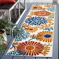 thumbnail image 3 of SAFAVIEH Cabana Garnet Floral Indoor/Outdoor Runner Rug, Creme/Red, 2' x 18', 3 of 10