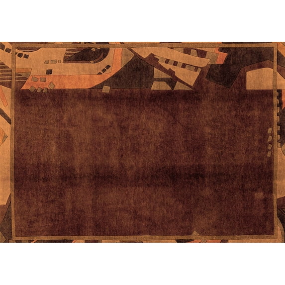 Ahgly Company Indoor Rectangle Abstract Orange Modern Area Rugs, 2' x 3'