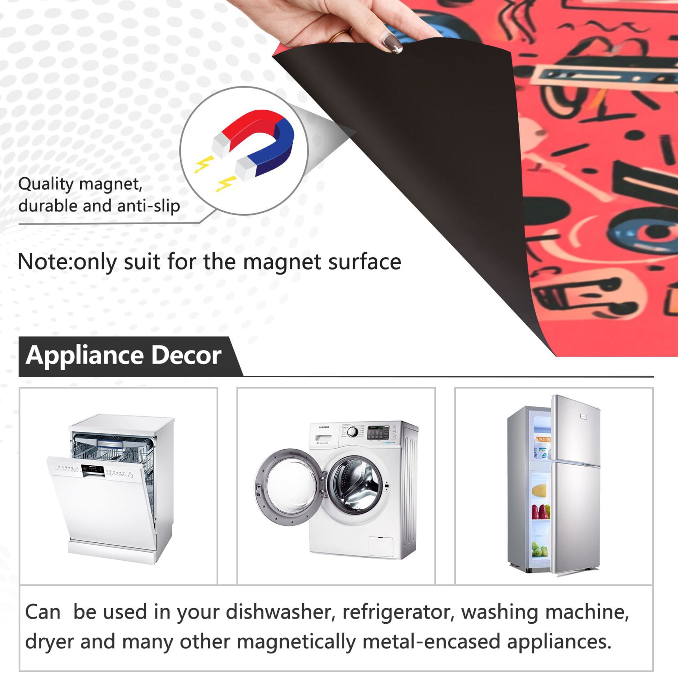 IAUYY Magnetic decorative sticker - 23x26 Inch PVC Refrigerator Decorative Cover, Removable DIY Art for Kitchen Appliances Graffiti Bass Clef Symbol