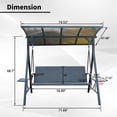 thumbnail image 2 of Outdoor Porch Swing with Polycarbonate Hardtop, 3 Seat Wicker Swing Chair Bench with Foldable Side Tables and Quick-Drying Foam Seat for Backyard Garden, Grey, 2 of 7