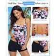 thumbnail image 4 of Zando Womens Tankini Bathing Suits for Women Swimsuits Bandeau Tank Top with Boy Short Tummy Control Two Piece Swim Suits Floral Pink White M, 4 of 6