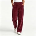 thumbnail image 2 of Atkumj Corduroy Pants Women Comfortable Elastic High Waist Straight Leg Pants Casual Solid Color Loose Womens Travel Pants for Daily Wear S, 2 of 6