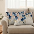thumbnail image 2 of Spring Flowers Pillow Covers 2 Pack Vintage Watercolor Pink Blue Floral Gold Leaf Linen Texture Pillowcase Waterproof Outdoor Throw Pillow Cover for Patio Balcony Rectangular Cushion 20”x12”, 2 of 9