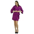 thumbnail image 6 of Bimba Women Short Solid Belt Robe Soft Modal Cotton Wrap Round Plain Bath Robe, 6 of 6