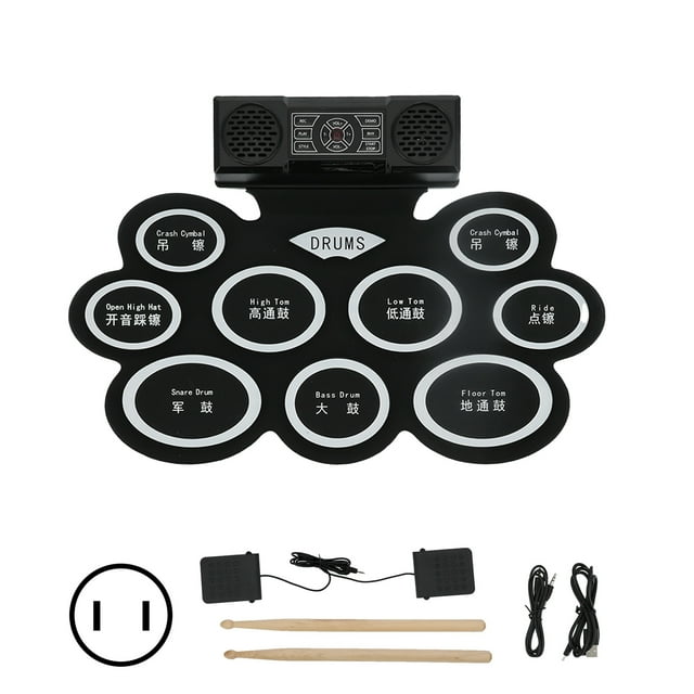 Electronic Drum Pad, Recording Function Electronic Drum Pad Set Professional Demonstration Songs For Playing US Plug