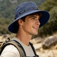 thumbnail image 4 of WMNTST Mens Bucket Hats Mesh Breathable Wide Brim Sun Hat Solid Color Outdoor Hiking Camping Hats, 4 of 5