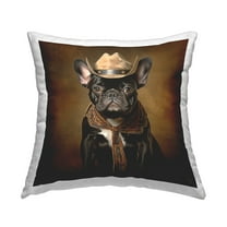 Stupell Industries Cowboy French Bulldog Decorative Printed Throw Pillow Design by RB