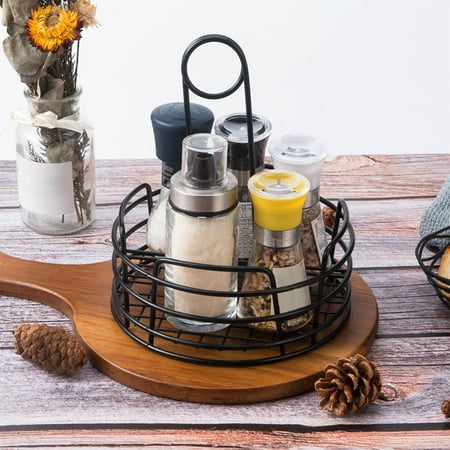 

RnemiTe-amo on Sale！Metal Wire Condiment Bottle Holder Restaurant Desktop Condiment Bottle Storage Rack Seasoning Rack Shelf Seasoning Hollow Kitchen Metal Wire Storage Rack