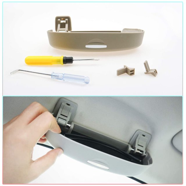 T-ROC 2018-2021 2022 Estuche para gafas de coche ABS Piezas de repuesto para soporte de gafas de sol para automóvil - Se instala en el mango del soporte frontal (Beige) JM