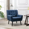 thumbnail image 2 of Glavbiku Modern Soft Armchair Linen Upholstered Accent Chair with Black Leg for Indoor,Blue,Adult, 2 of 11