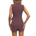 thumbnail image 4 of Short Sets for Women Dressy Summer Outfits Wrap V Neck Vest Shorts Two Piece Sets Business Casual Outfits, 4 of 6