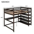 thumbnail image 4 of Hassch Full Size Loft Bed with Built-in Desk & Shelves, Espresso Pine Wood & MDF Bunk Bed Frame with Ladder, 250 lbs Capacity, Space-Saver for Bedroom, Dorm, 4 of 10
