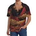 thumbnail image 7 of Lsque Lunar Mountains Golden Rivers print Men's Cuban Collar Short Sleeve Shirt Summer Beachwear Casual Button Down Fashionable Vacation Leisure Shirt-XX-Large, 7 of 7