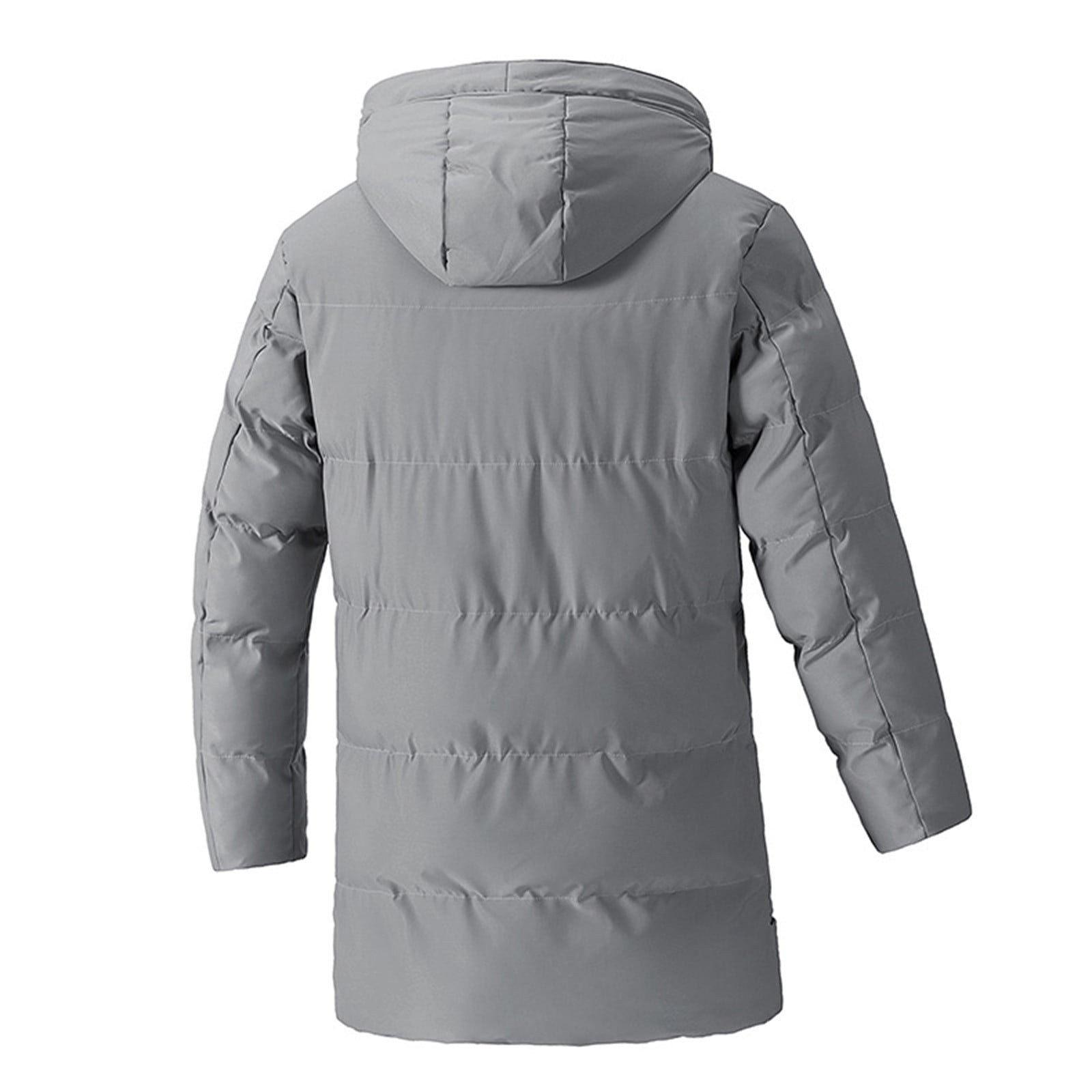 Zpanxa Men's Mid-Length Heavyweight Hooded Jacket Solid Color with