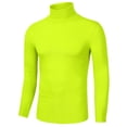 thumbnail image 2 of CamisePaHombres De Mangas Largas Cuello De Cisne Ajuste Delgado Casual Verde Fluorescente 56, 2 of 7