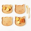 PersonalhomeD Natural Wooden Children's Dinner Plate Baby Feeding Set Includes Panda-shaped Animal Wooden Plate