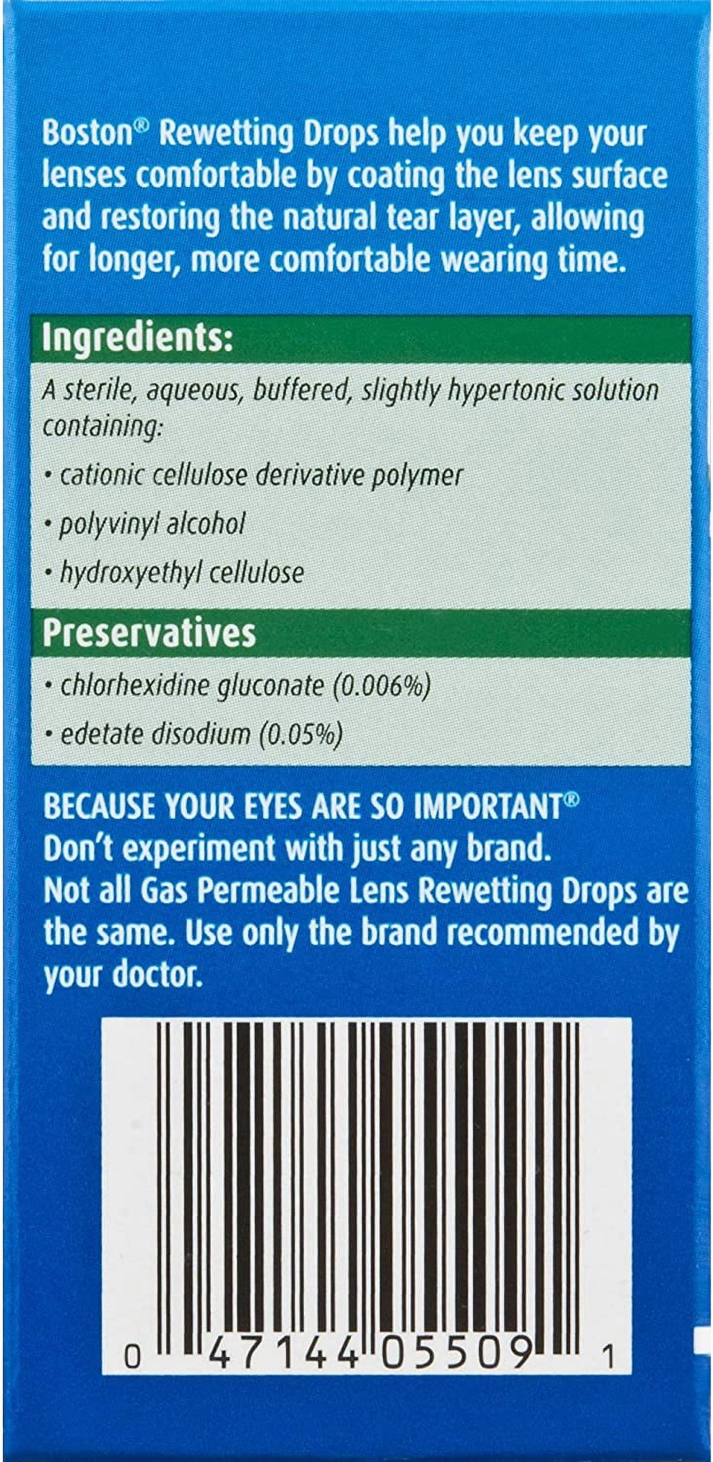 Boston® Rewetting Drops for Rigid Gas Permeable Contact Lenses - from Bausch + Lomb, 0.34 fl oz (10 mL) - Pack of 5