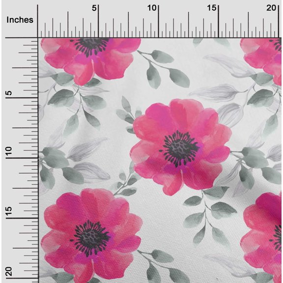oneOone Viscose Chiffon Pink Fabric Leaves & Floral Watercolor Quilting Supplies Print Sewing Fabric By The Yard 42 Inch Wide