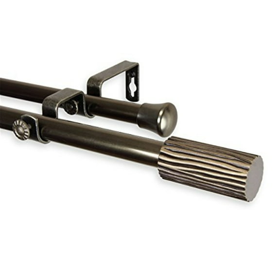Cedar 13/16" Double Curtain Rod-Color:Antique Brass,Size:48-84"