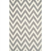 SAFAVIEH Cambridge Kaitlyn Zig Zag Stripes Wool Area Rug, Silver/Ivory, 6' x 6' Round