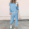 thumbnail image 2 of YUGYXL Lounge Sets For Women 2 Piece Outfits Long Sleeve Pant Sweatsuits Sets Tracksuit Athletic Jogger Set With Pockets Light Blue XXXXXL, 2 of 5