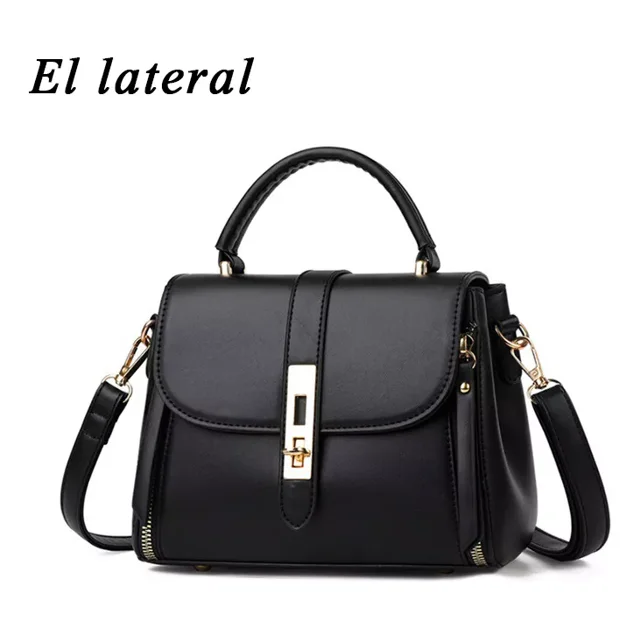 Negro Bolsa Mujer Impermeable Tote Crossbody Bandolera De Pu