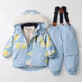 thumbnail image 2 of Staki Baby Snowsuit Toddler Girl Snow Suit Kid Winter Snowsuit Outfits Hooded Jacket & Kids Snow Bibs Pants 12M,18M,24M,3T,4T,5T(Light Blue,3-4 Years), 2 of 9